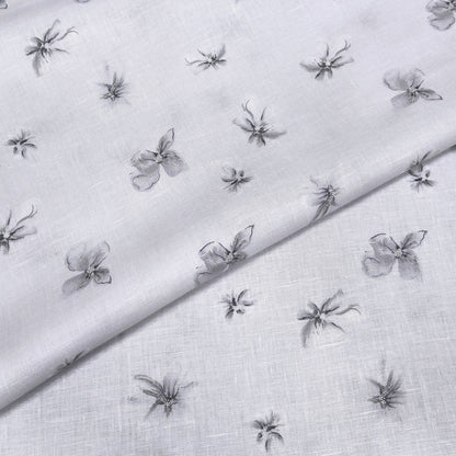Mist Petal Printed Linen Fabric