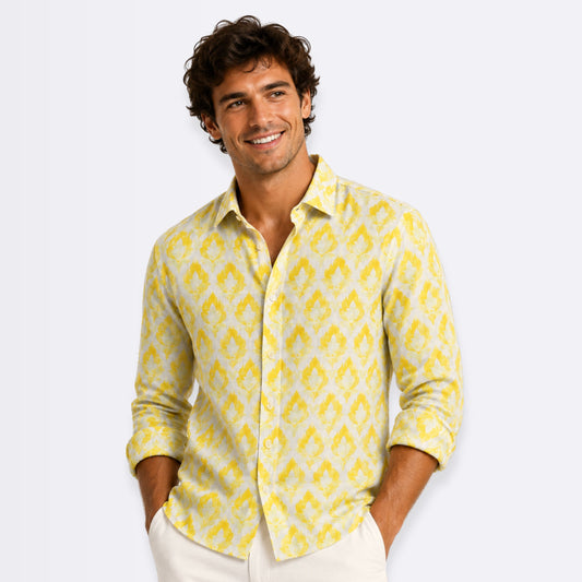 Sun Bloom Printed Linen Fabric