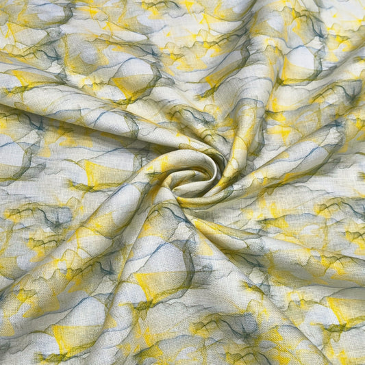 Citrus Abstract Printed Linen Fabric