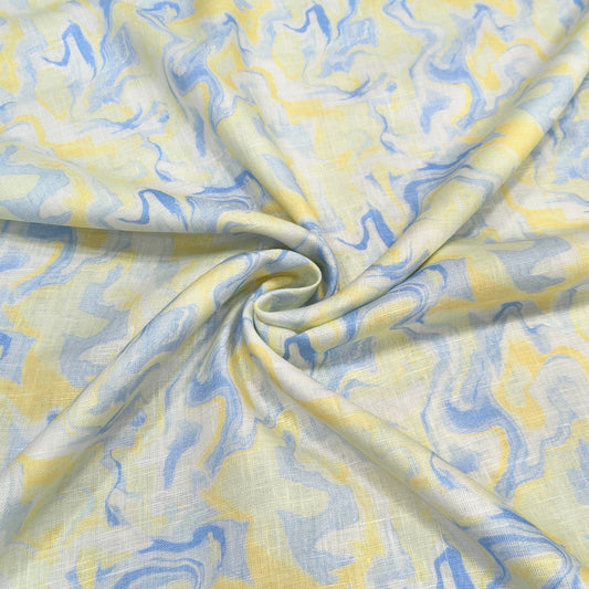 Marble Wave Printed Linen Fabric