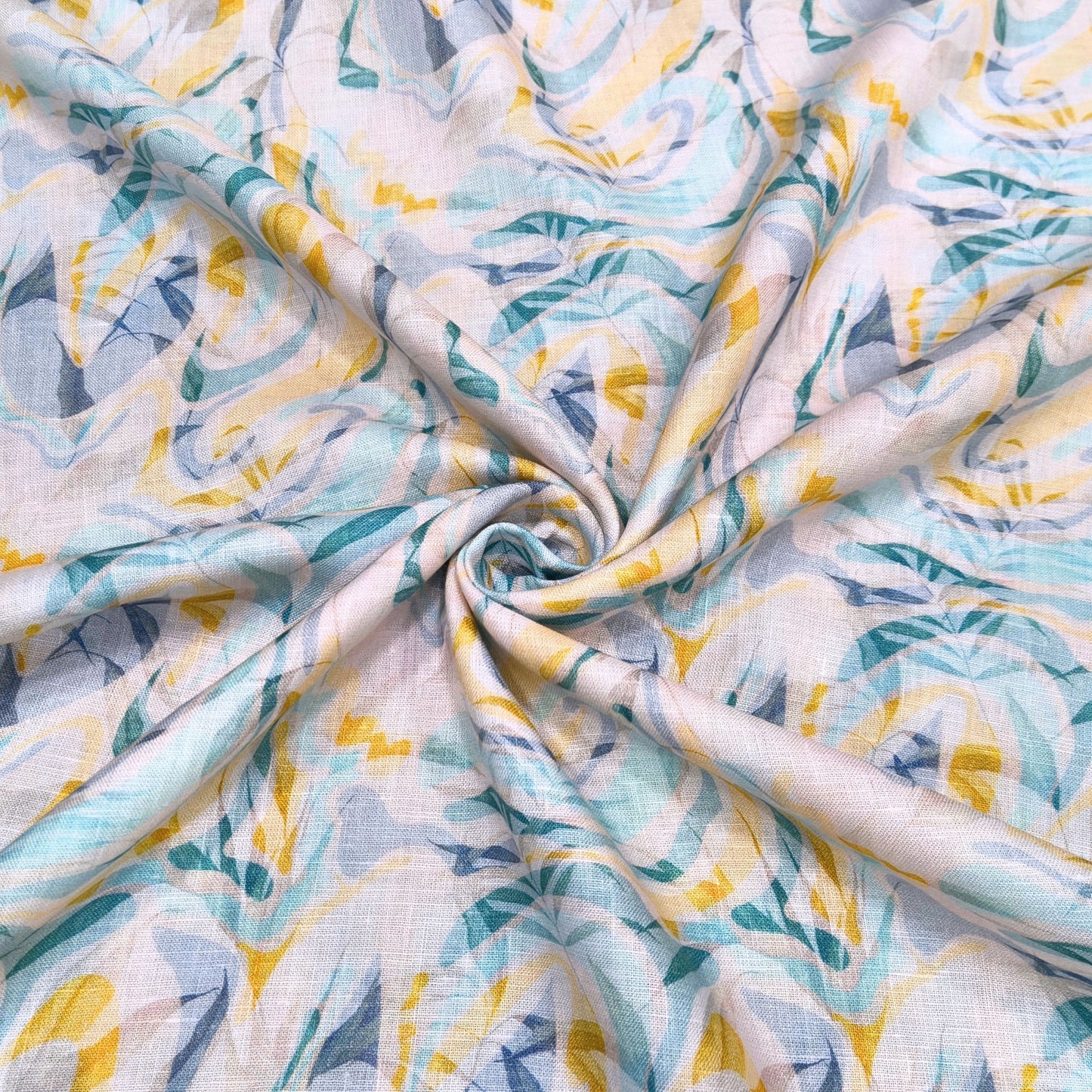 Seafoam Art Printed Linen Fabric