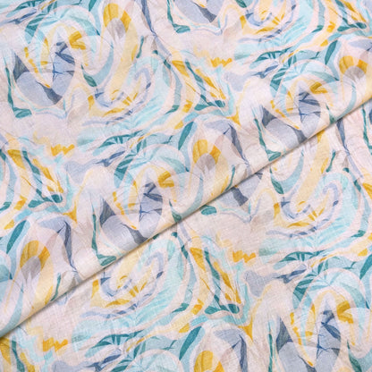 Seafoam Art Printed Linen Fabric