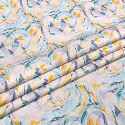 Seafoam Art Printed Linen Fabric