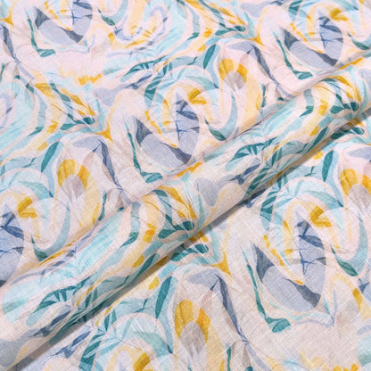 Seafoam Art Printed Linen Fabric