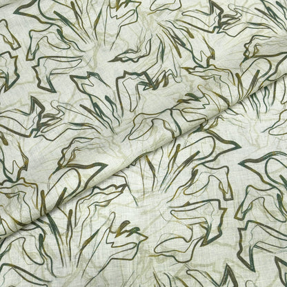 Olive Sketch Printed Linen Fabric