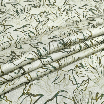 Olive Sketch Printed Linen Fabric