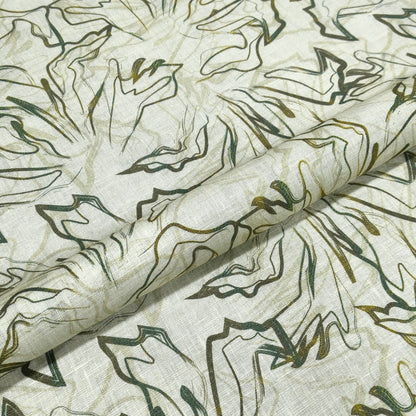 Olive Sketch Printed Linen Fabric