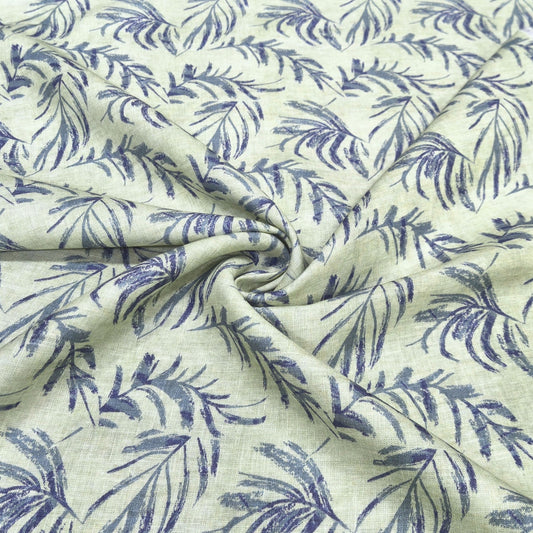 Island Leaf Printed Linen Fabric