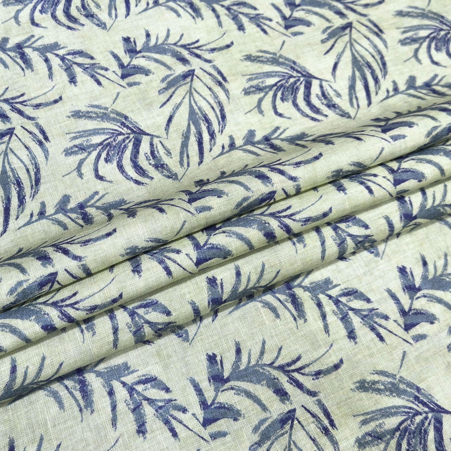 Island Leaf Printed Linen Fabric