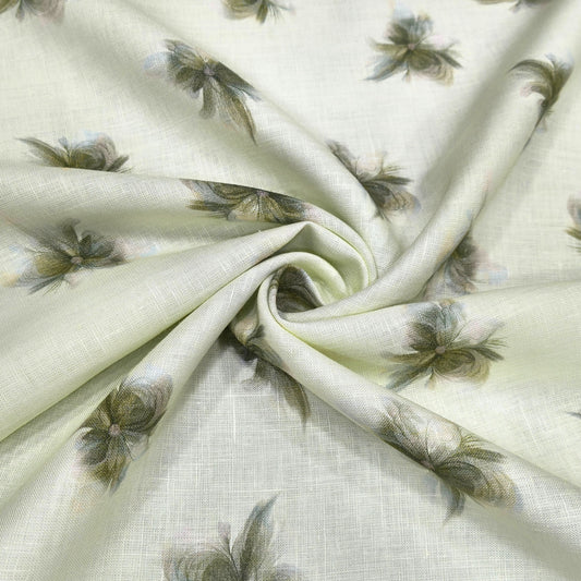 Olive Mist Printed Linen Fabric
