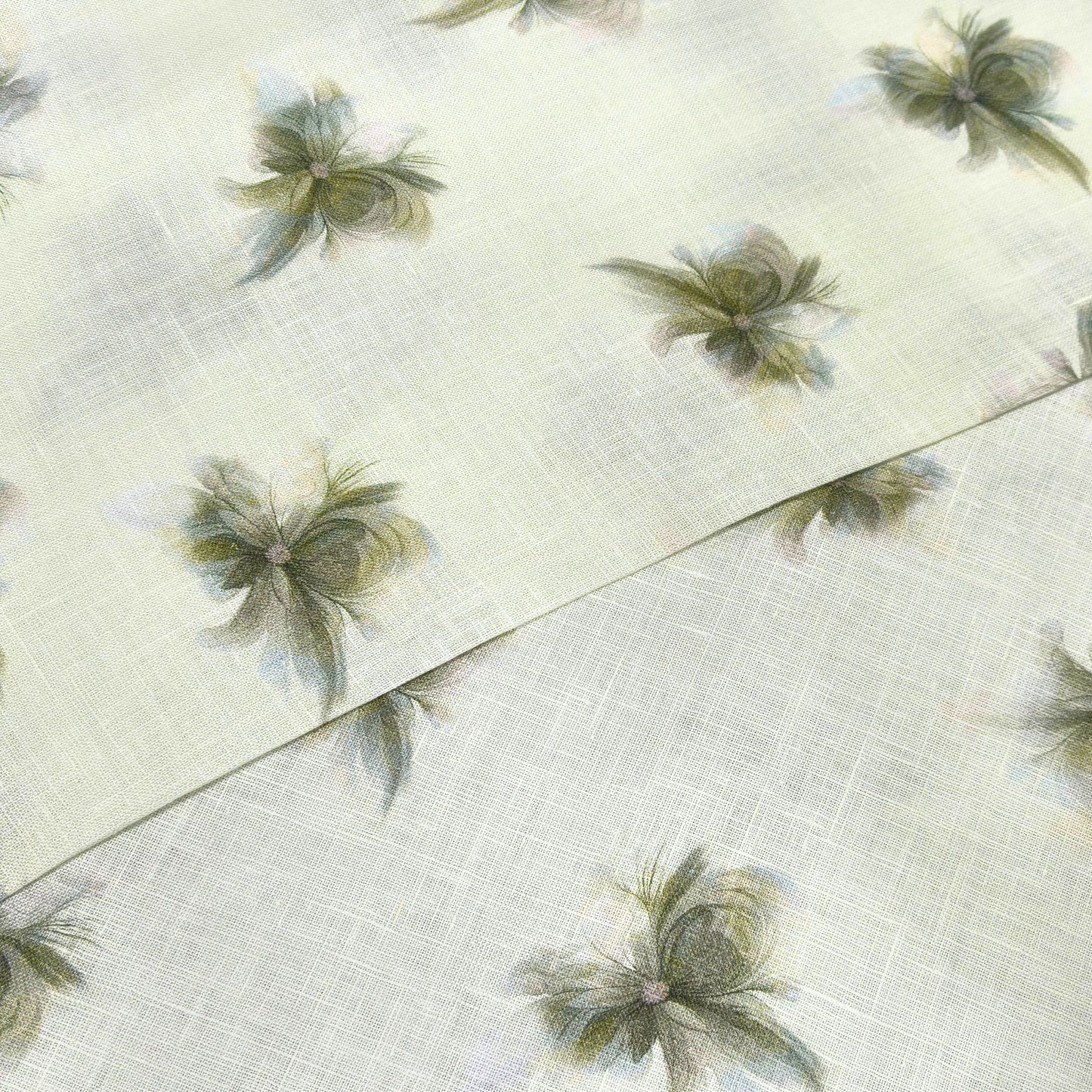 Olive Mist Printed Linen Fabric