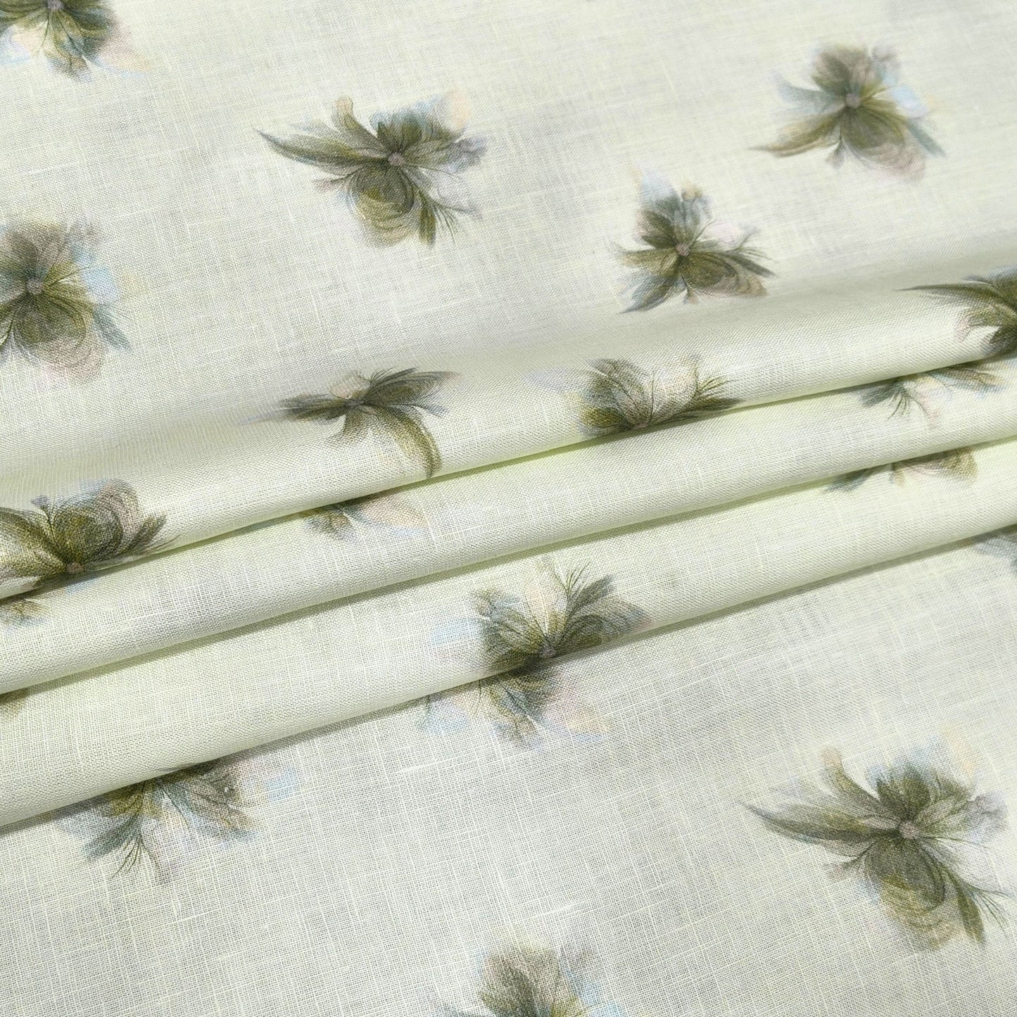 Olive Mist Printed Linen Fabric