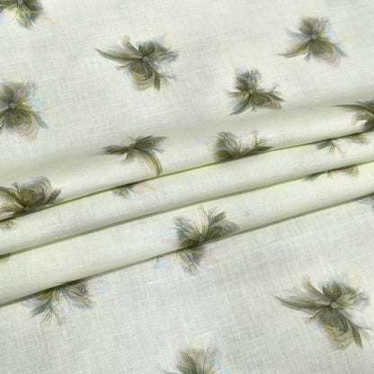 Olive Mist Printed Linen Fabric