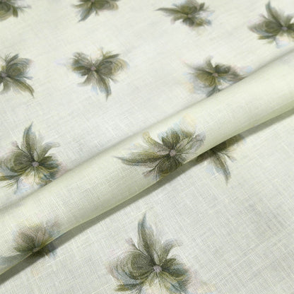 Olive Mist Printed Linen Fabric