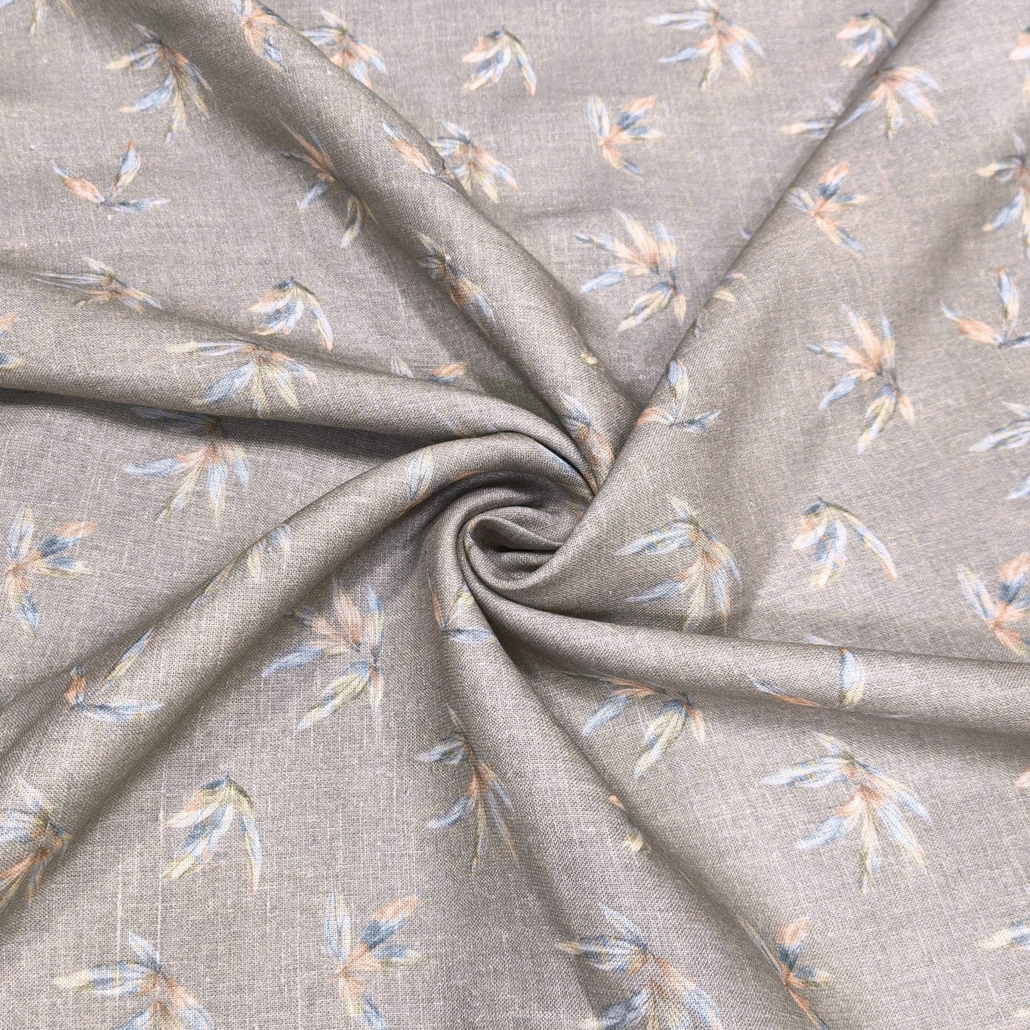 Ash Leaf Printed Linen Fabric