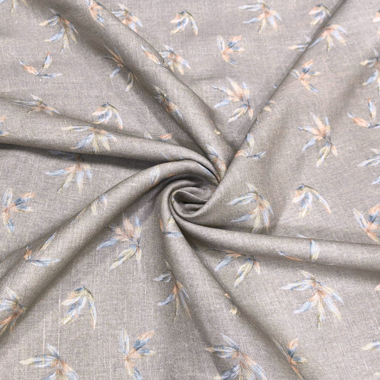 Ash Leaf Printed Linen Fabric