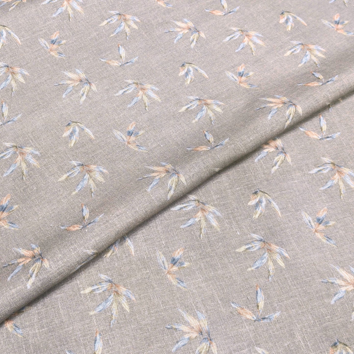 Ash Leaf Printed Linen Fabric