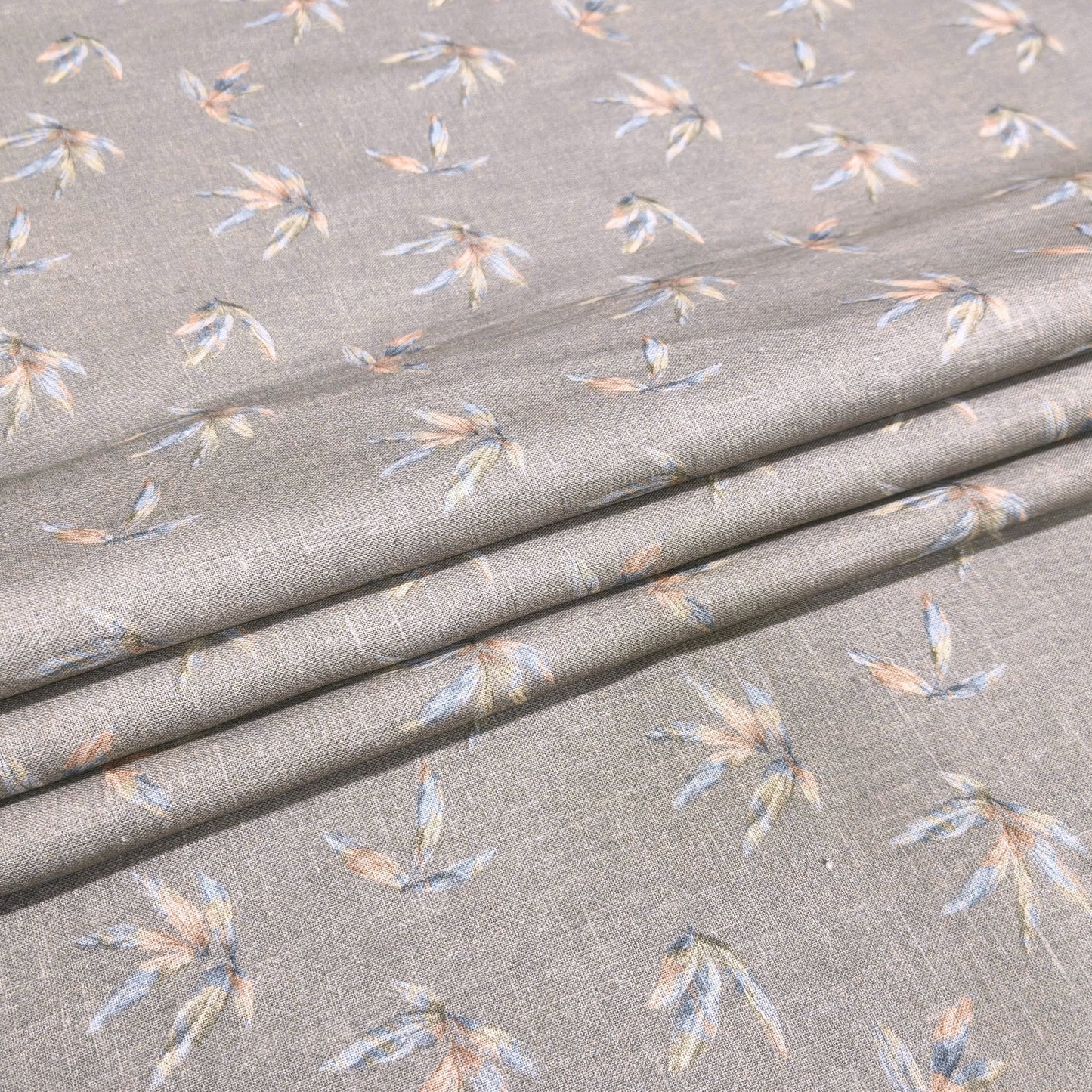 Ash Leaf Printed Linen Fabric
