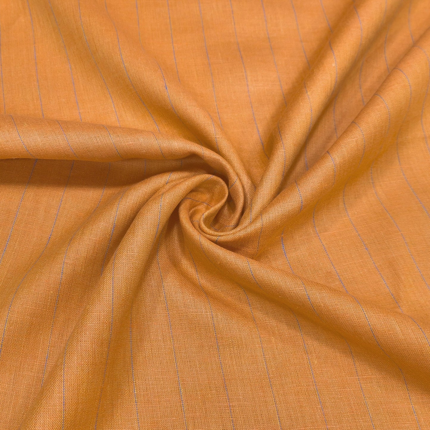 Burnt Orange Pinstripe Linen Fabric