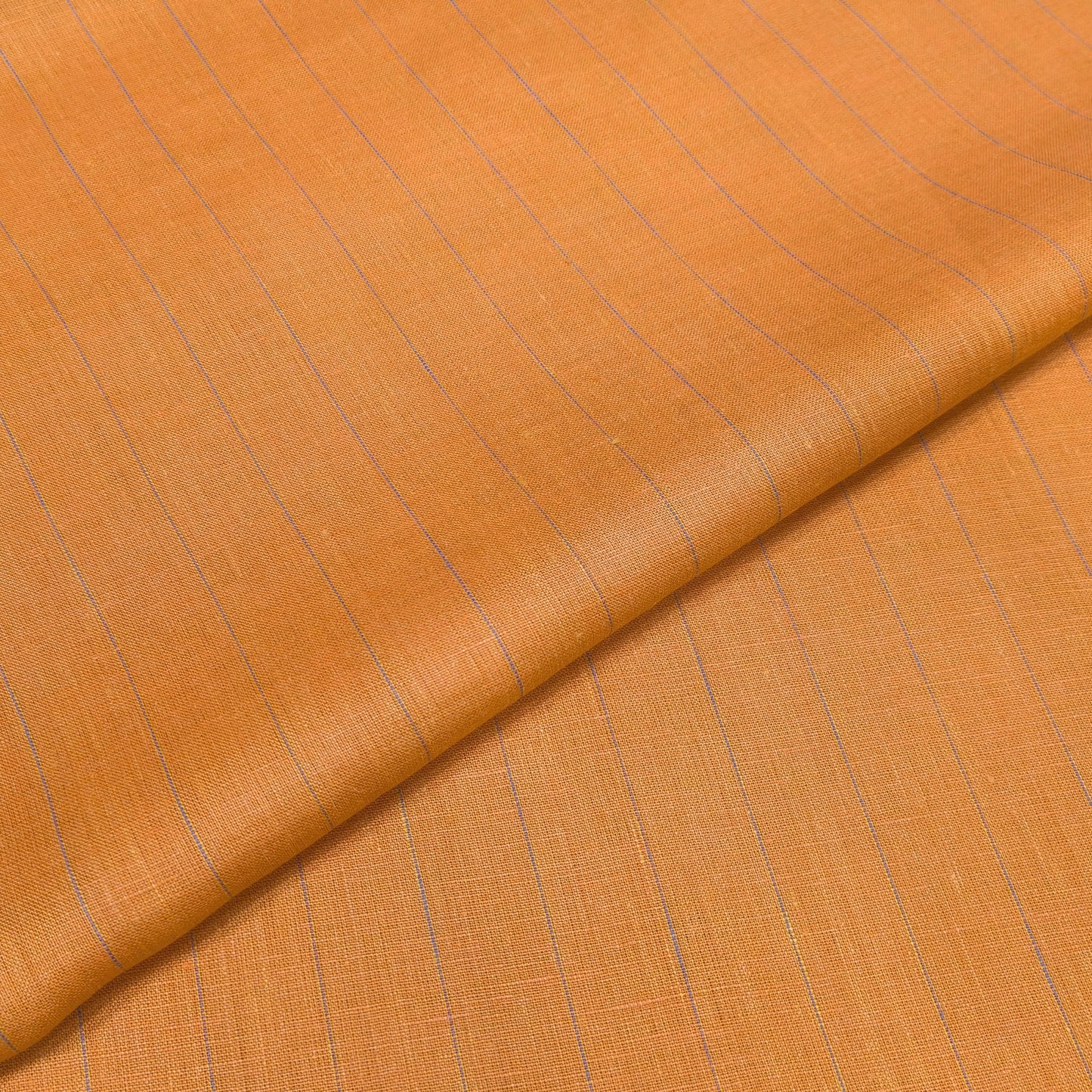 Burnt Orange Pinstripe Linen Fabric