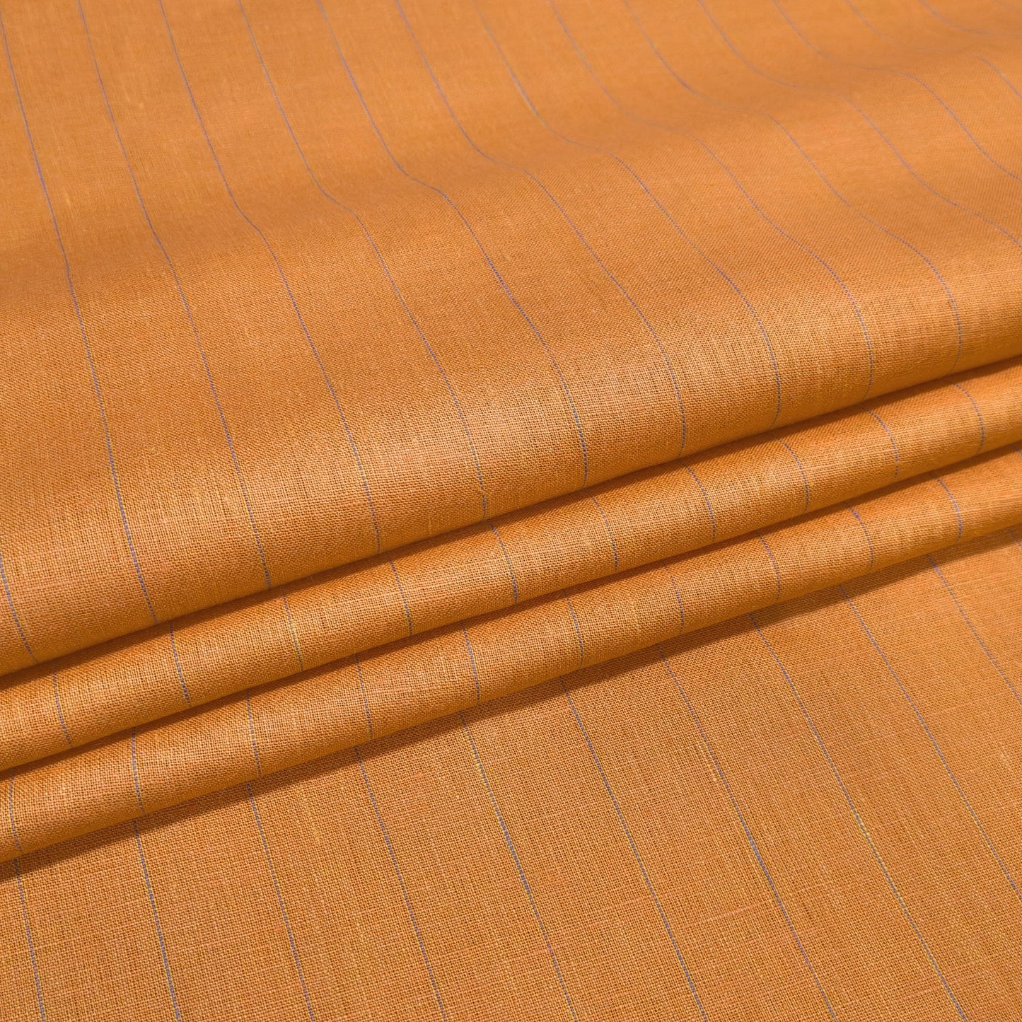 Burnt Orange Pinstripe Linen Fabric