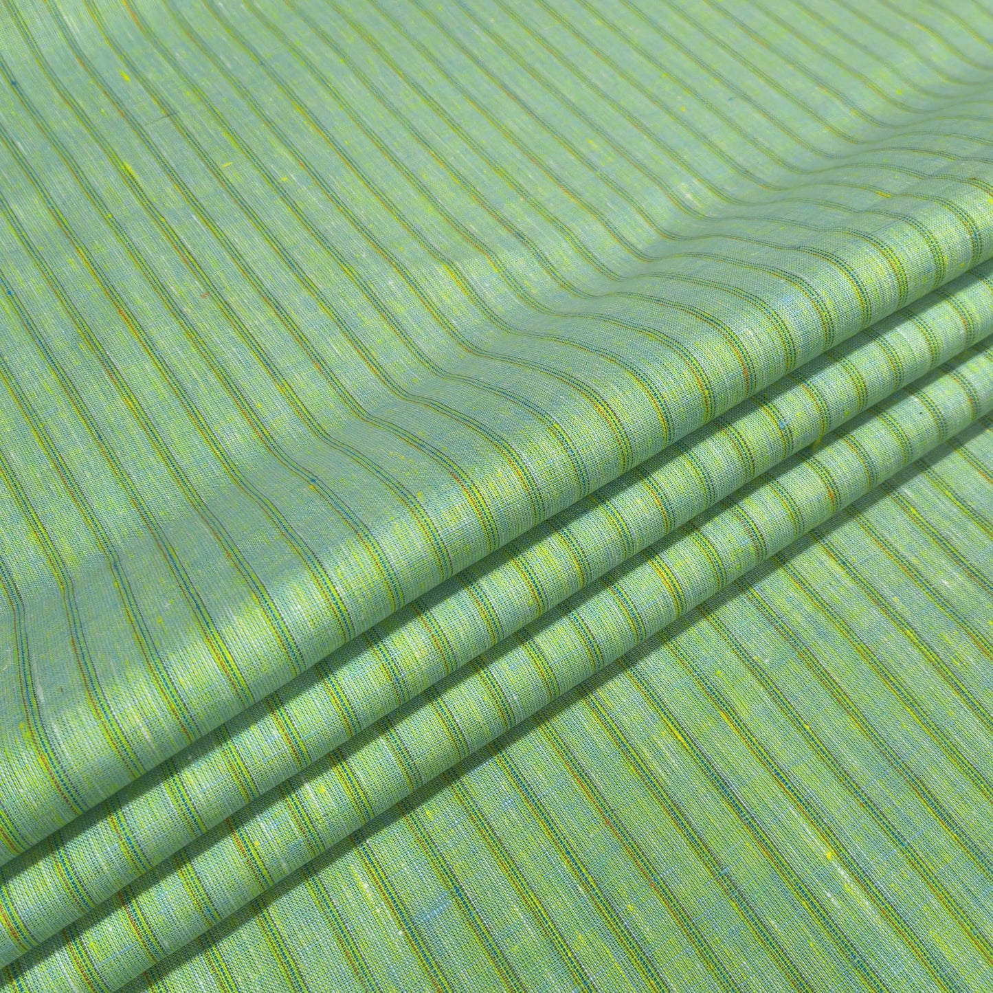 Mint Green Multi-Stripe Linen Fabric