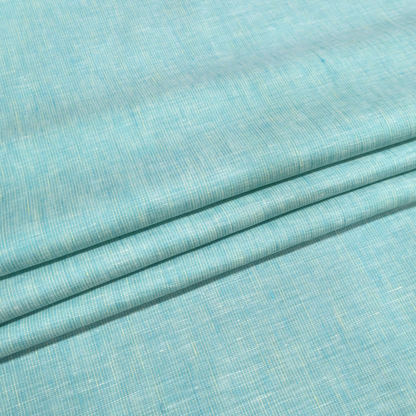 Aqua Blue Melange Linen Fabric
