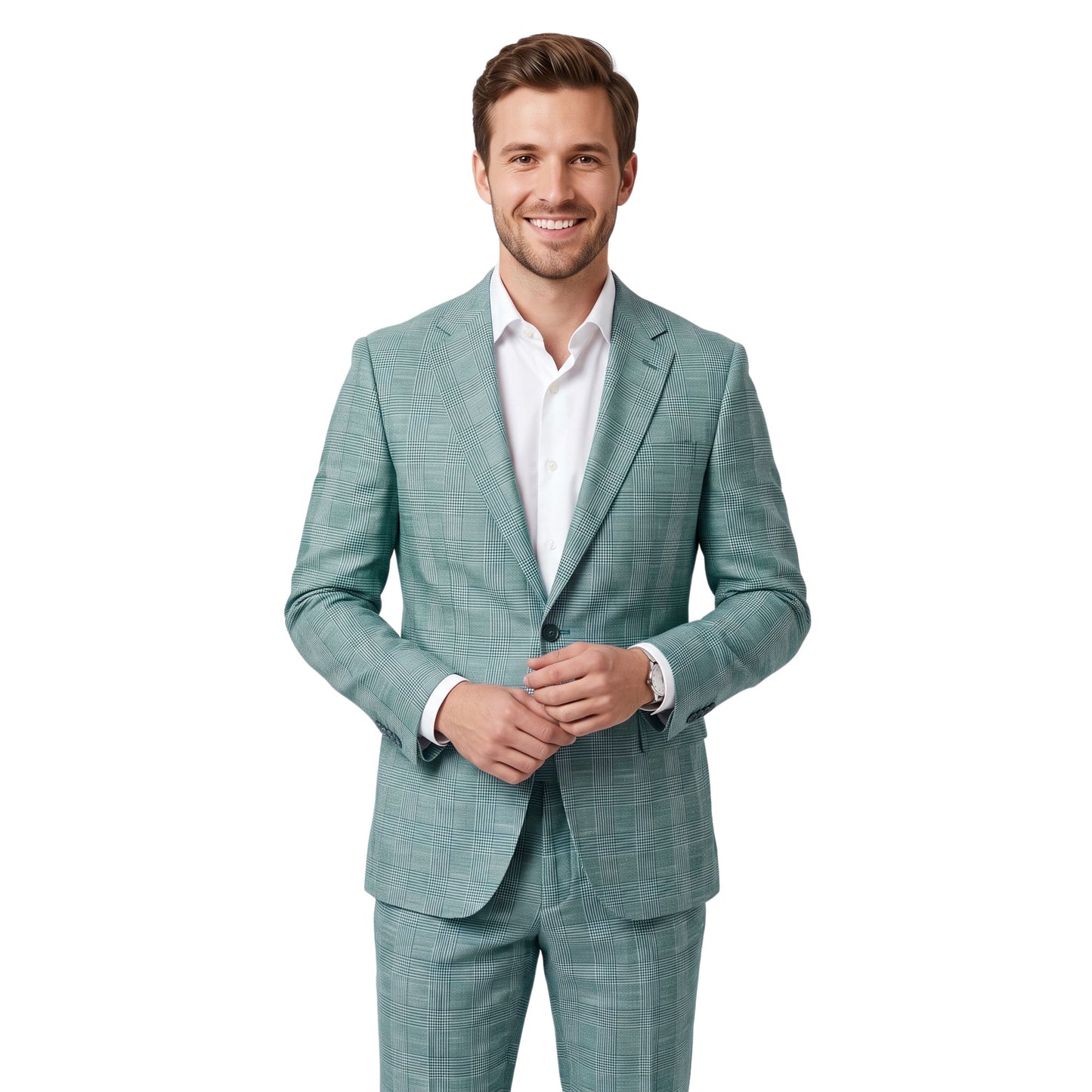 Sea Green Heritage Check Fabric