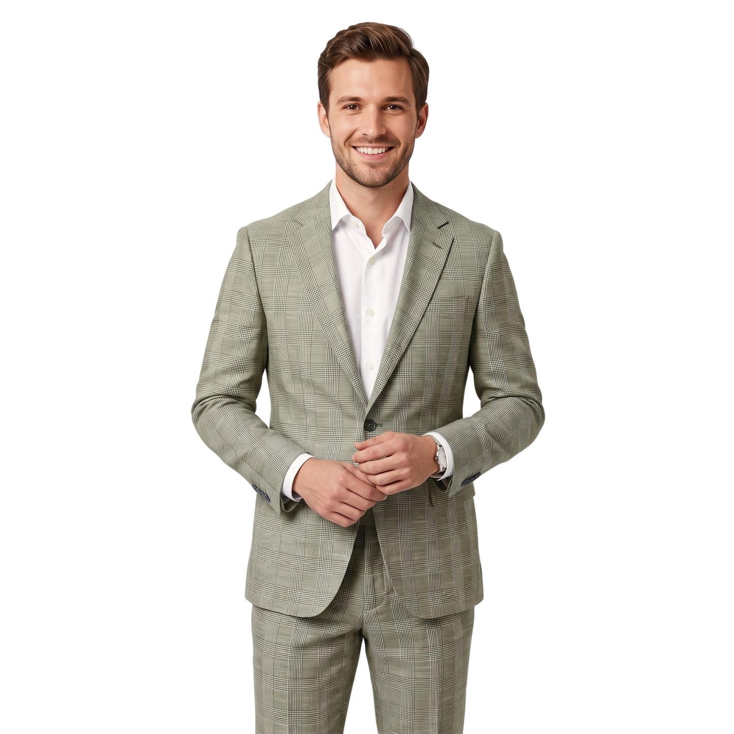 Olive Signature Check Fabric