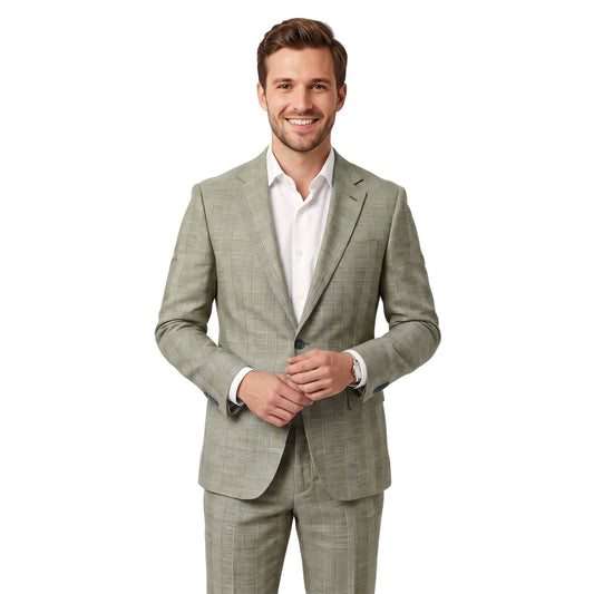 Olive Signature Check Fabric