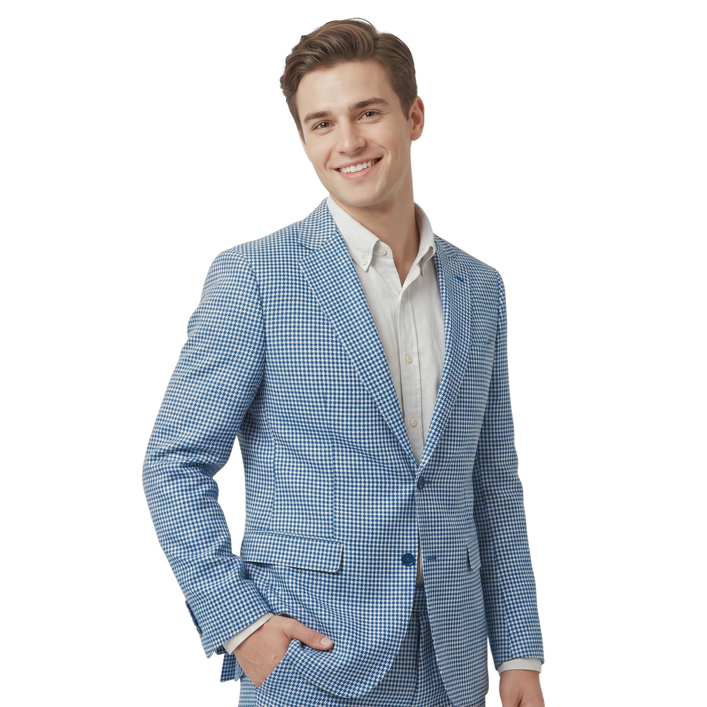 Blue Crest Houndstooth Fabric