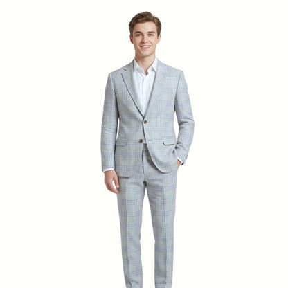 Silver Sky Windowpane Fabric