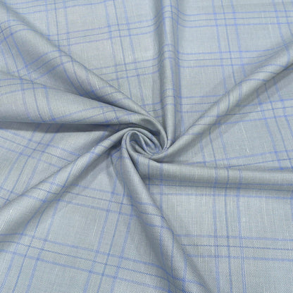 Ice Blue Windowpane Fabric