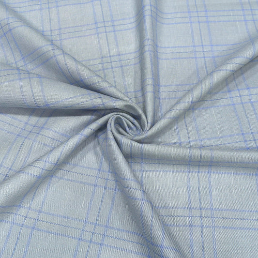Ice Blue Windowpane Fabric