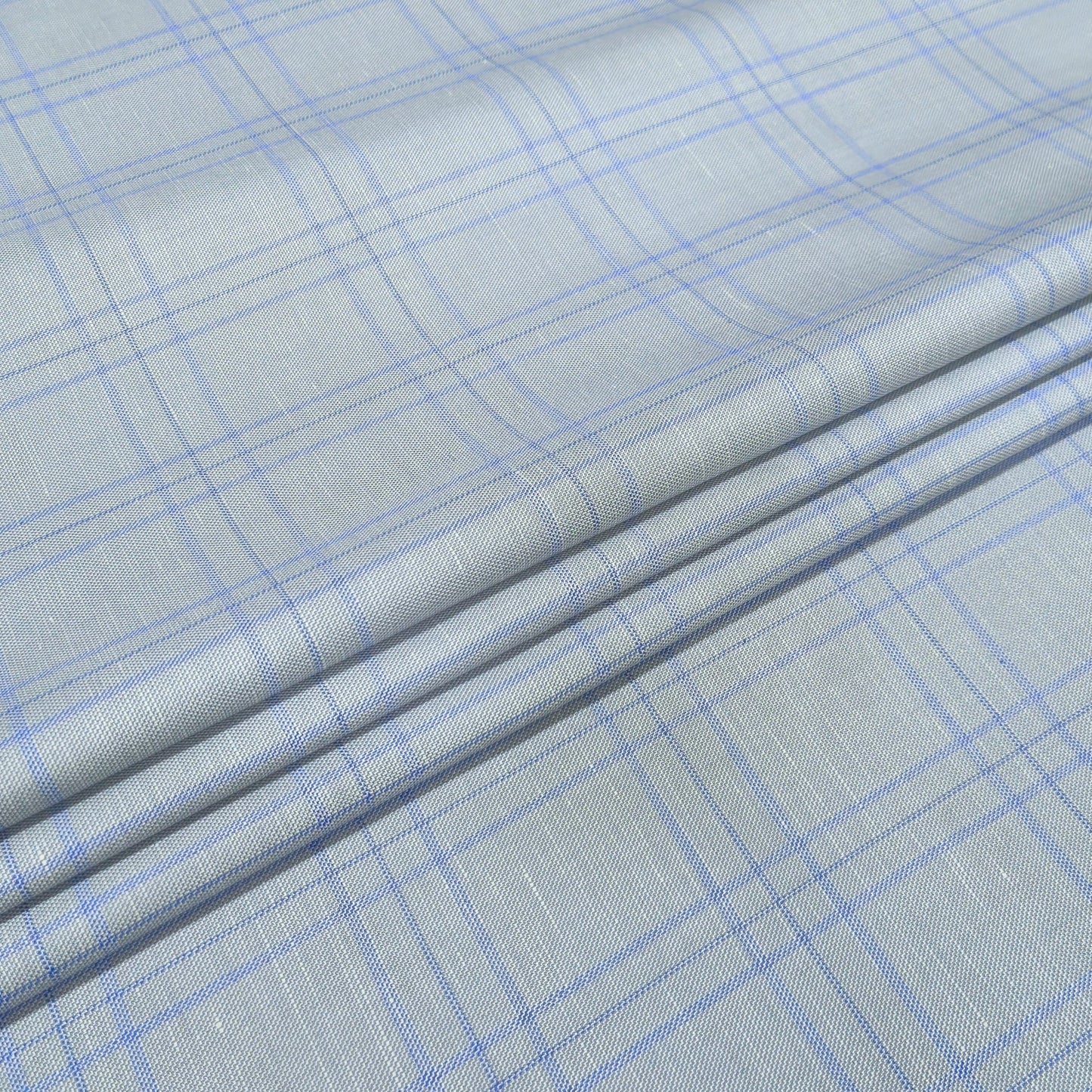 Ice Blue Windowpane Fabric