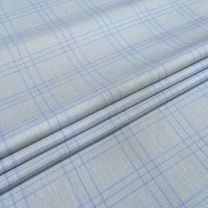 Ice Blue Windowpane Fabric