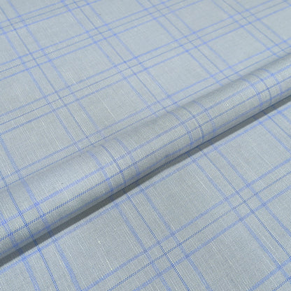 Ice Blue Windowpane Fabric