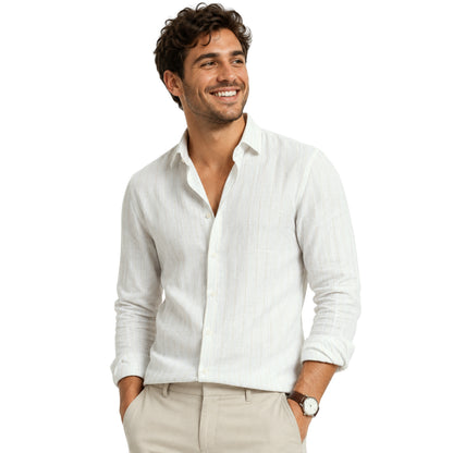 White Sand Pinstripe Fabric