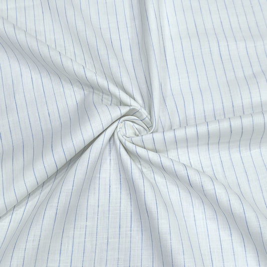 Azure Pinstripe Linen Fabric
