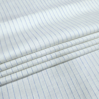 Azure Pinstripe Linen Fabric